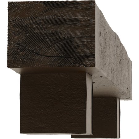 Ekena Millwork Kit w/ Alamo Corbels, Burnished Mahogany, 4"H  x 4"D x 36"W Rough Cedar Faux Wood Fireplace ManteL MANURC04X04X36AOBM